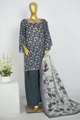 Bin Saeed Stitched 3 Piece Printed Lawn With Farshi Shalwar Vol-04 Suit-LSM-3422-ZINK