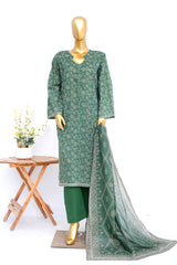 Bin Saeed Stitched 3 Piece Exclusive Printed Lawn Vol-17 Suit-LSM-3431-GREEN