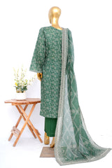 Bin Saeed Stitched 3 Piece Exclusive Printed Lawn Vol-17 Suit-LSM-3431-GREEN