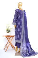 Bin Saeed Stitched 3 Piece Exclusive Printed Lawn Vol-17 Suit-LSM-3433-PURPLE