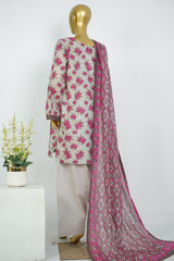 Bin Saeed Stitched 3 Piece Printed Lawn With Farshi Shalwar Vol-04 Suit-LSM-3438-SKIN