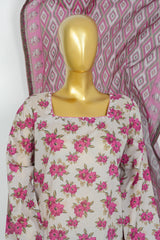 Bin Saeed Stitched 3 Piece Printed Lawn With Farshi Shalwar Vol-04 Suit-LSM-3438-SKIN
