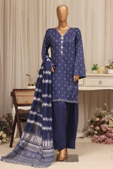 Bin Saeed Stitched 3 Piece Printed Lawn With Farshi Shalwar Vol-04 Suit-LSM-3439-BLUE