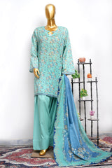 Bin Saeed Stitched 3 Piece Printed Lawn With Farshi Shalwar Vol-04 Suit-LSM-3449-FEROZI
