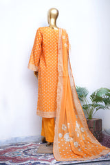 Bin Saeed Stitched 3 Piece Exclusive Printed Lawn Vol-18 Suit-LSM-3454-MUSTARD