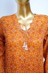 Bin Saeed Stitched 3 Piece Exclusive Printed Lawn Vol-18 Suit-LSM-3458-ORANGE