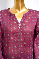 Bin Saeed Stitched 3 Piece Exclusive Printed Lawn Vol-18 Suit-LSM-3460-MAROON