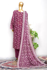 Bin Saeed Stitched 3 Piece Exclusive Printed Lawn Vol-18 Suit-LSM-3461-MAROON