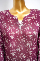 Bin Saeed Stitched 3 Piece Exclusive Printed Lawn Vol-18 Suit-LSM-3461-MAROON