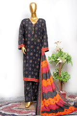 Bin Saeed Stitched 3 Piece Exclusive Printed Lawn Vol-18 Suit-LSM-3463-BLACK