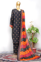 Bin Saeed Stitched 3 Piece Exclusive Printed Lawn Vol-18 Suit-LSM-3463-BLACK
