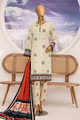 Linen Wintry By HZ Unstitched 3 Piece Printed Linen Vol-02 Collection'2024-LWS-1155-White