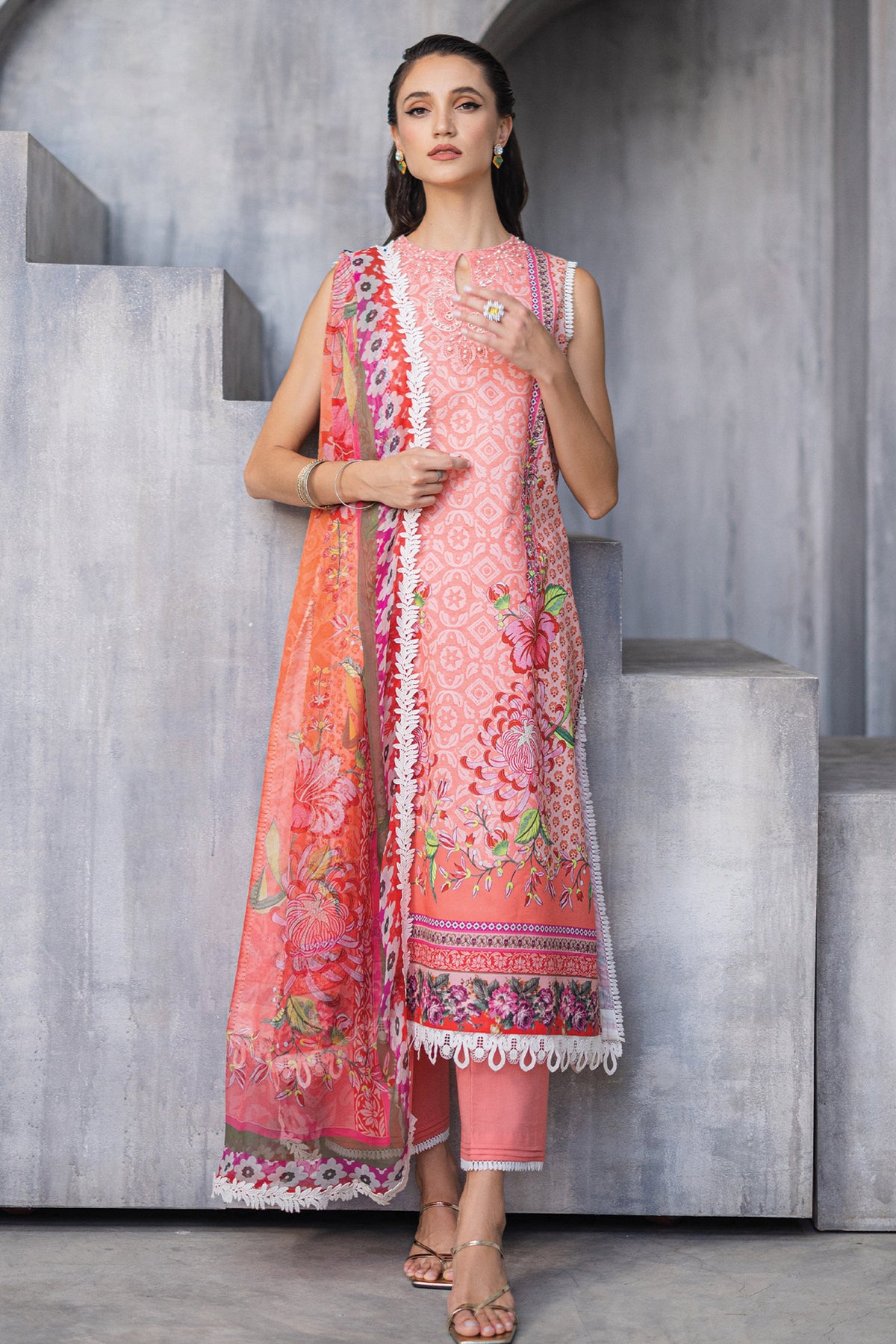 Azalea By Roheenaz Unstitched 3 Piece Printed Lawn Collection'2024-RNZ-04-A-Radiant Rose