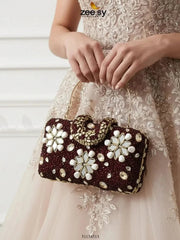 Zeesy-Elegant Ruby Crystal Clutch Bag