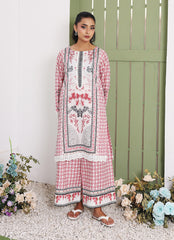 Daily Chic - Ahlam By Safa Textile Stitched 1 Piece Summer Shirt-Crimson Glow