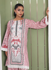 Daily Chic - Ahlam By Safa Textile Stitched 1 Piece Summer Shirt-Crimson Glow