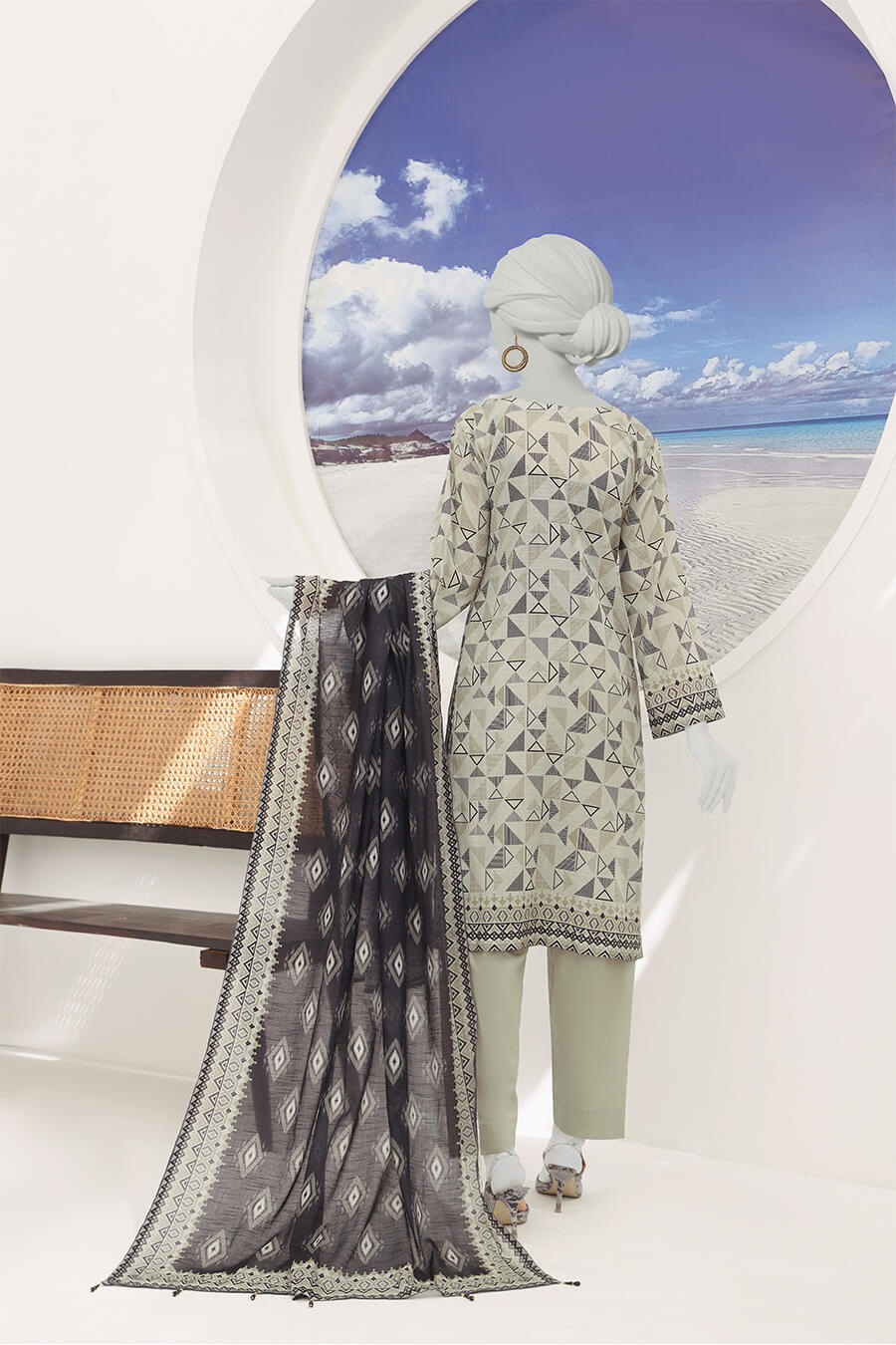 Almeerah Unstitched 3 Piece Stripe Dora Luxury Lawn Vol-01 Collection'2025-Light Pista Green Charm