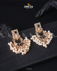 Lily Earrings Golden Black - Zeesy Jewellery