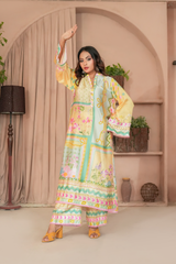 Silk Affair by Madiha Gohar Stitched Summer Suit-Limon Aura