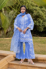 Dhaga Stitched 3 Piece Summer Suit-Loraine