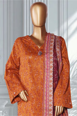 Bin Saeed Stitched 3 Piece Exclusive Printed Lawn Vol-02 Suit-LSM-2748-Rust