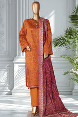 Bin Saeed Stitched 3 Piece Exclusive Printed Lawn Vol-02 Suit-LSM-2748-Rust