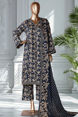 Bin Saeed Stitched 3 Piece Exclusive Printed Lawn Vol-02 Suit-LSM-2749-Navy Blue