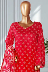 Bin Saeed Stitched 3 Piece Exclusive Printed Lawn Vol-02 Suit-LSM-2750-Red