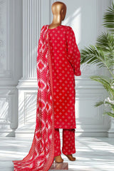Bin Saeed Stitched 3 Piece Exclusive Printed Lawn Vol-02 Suit-LSM-2750-Red