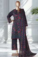 Bin Saeed Stitched 3 Piece Exclusive Printed Lawn Vol-02 Suit-LSM-2753-Navy Blue