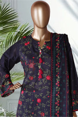 Bin Saeed Stitched 3 Piece Exclusive Printed Lawn Vol-02 Suit-LSM-2753-Navy Blue