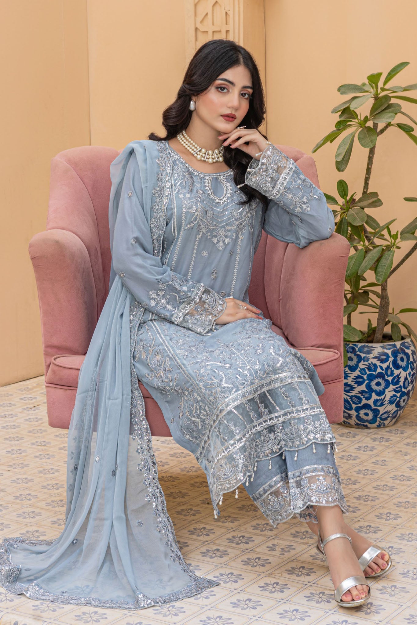 Maya By Azmeerah Stitched 3 Piece Hand Emb Chiffon Collection'2025-05-Lumora