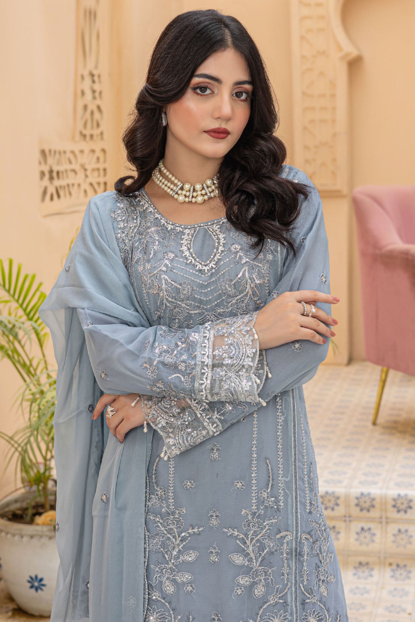 Maya By Azmeerah Stitched 3 Piece Hand Emb Chiffon Collection'2025-05-Lumora