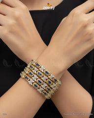 Luxurious Precious Formed Bangles - Blue - Zeesy Jewellery