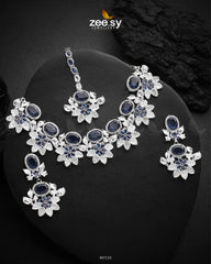 Lycoris Necklace Set Silver Blue - Zeesy Jewellery
