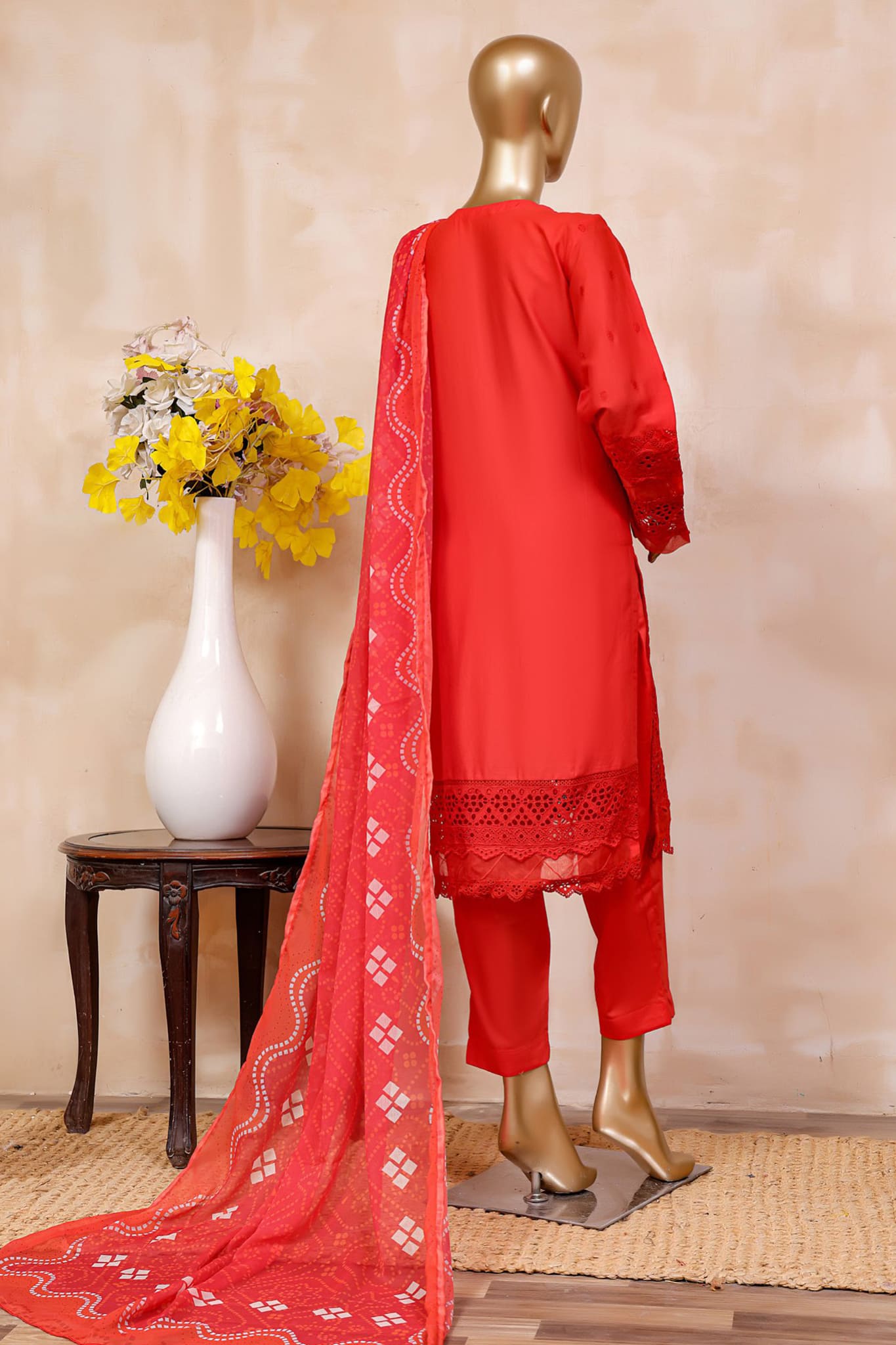 Sada Bahar Stitched 3 Piece Chikankari Collection'2023-MCK-02-Orange