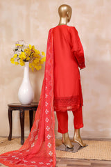 Sada Bahar Stitched 3 Piece Chikankari Collection'2023-MCK-02-Orange