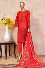 Sada Bahar Stitched 3 Piece Chikankari Collection'2023-MCK-02-Orange