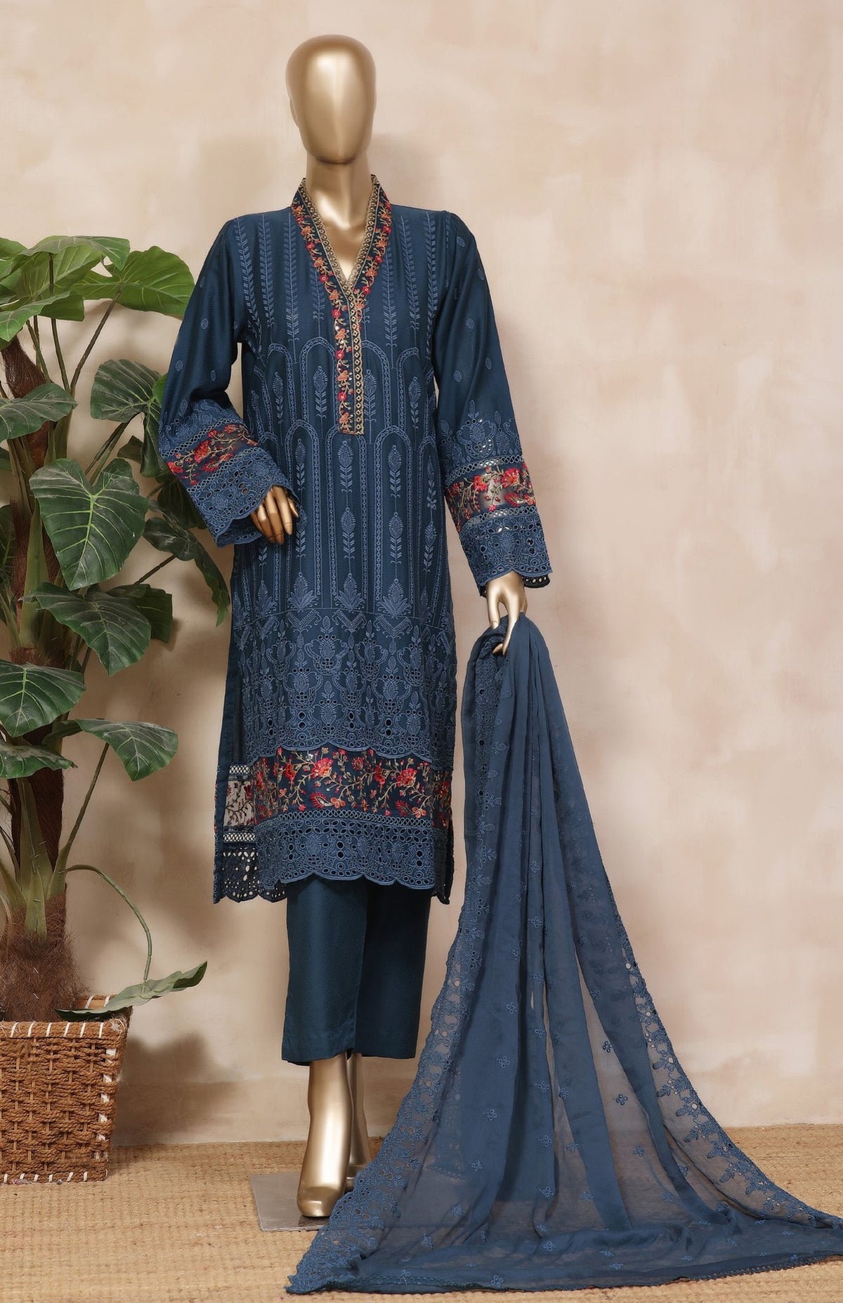 Sada Bahar Stitched 3 Piece Chikankari Collection'2023-MCK-10-Blue