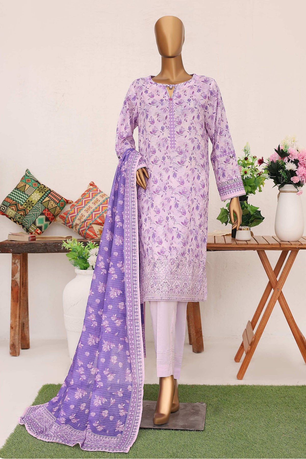 Mehak By HZ Unstitched 3 Piece Emb Cotton Mid Summer Collection'2024