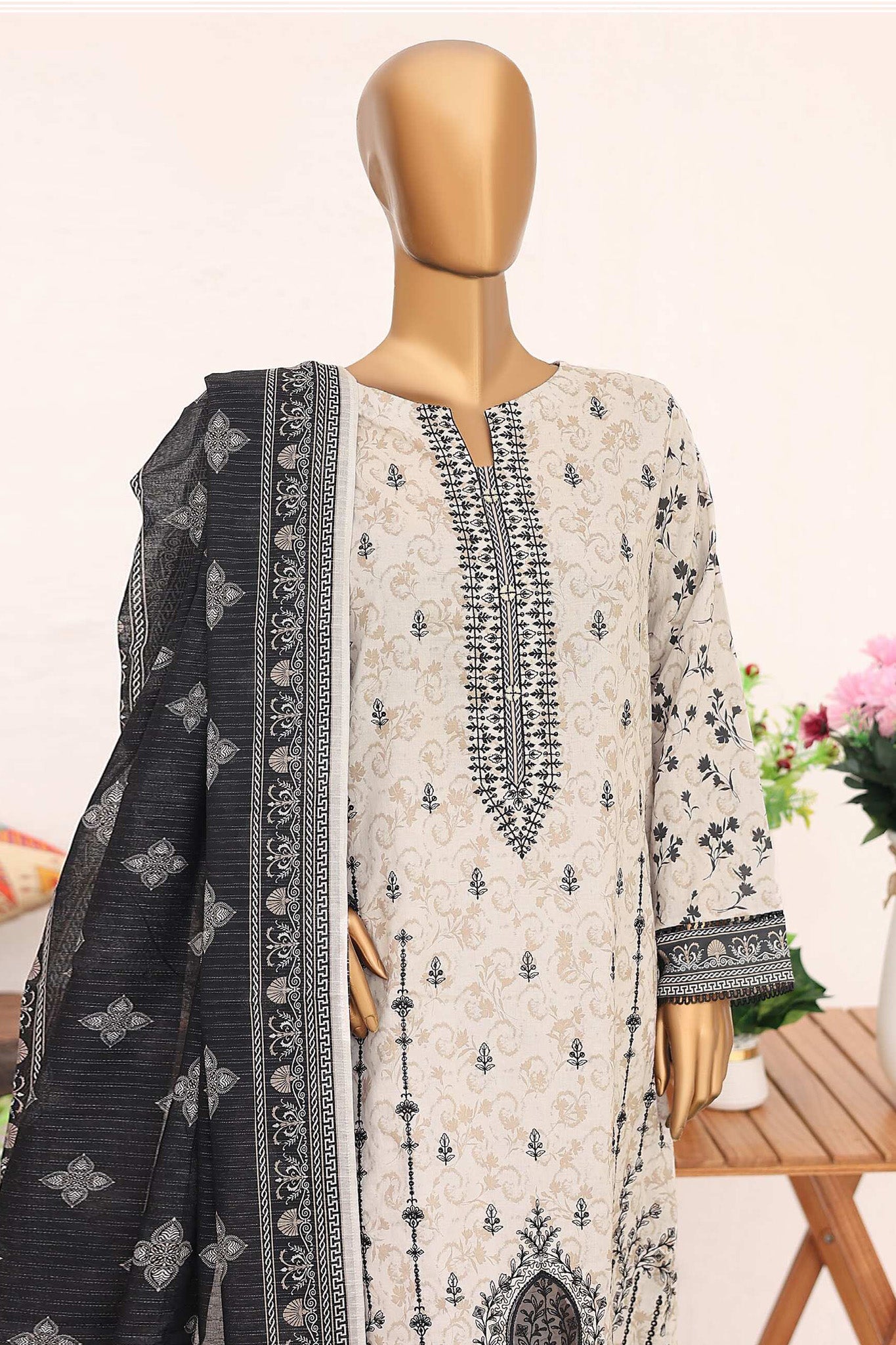 Mehak By HZ Unstitched 3 Piece Emb Cotton Mid Summer Collection'2024