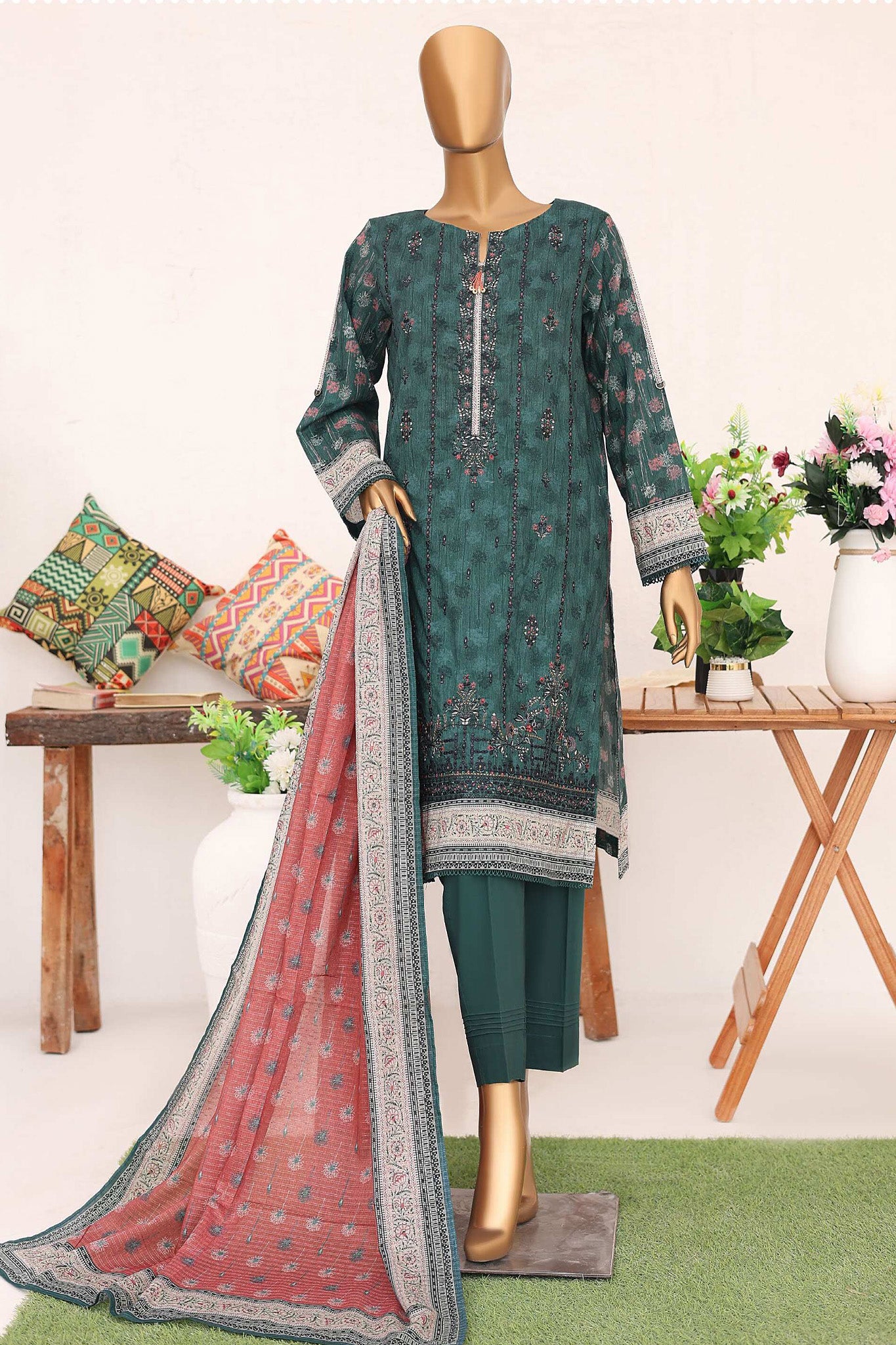 Mehak By HZ Unstitched 3 Piece Emb Cotton Mid Summer Collection'2024