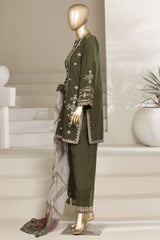 Sada Bahar Stitched 3 Piece Festive Co Ords Emb Cotton Suit-MEK-255 MEHANDI