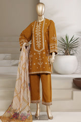 Sada Bahar Stitched 3 Piece Festive Co Ords Emb Cotton Suit-MEK-255 MUSTARD