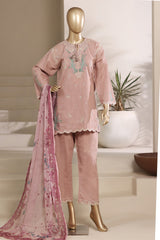 Sada Bahar Stitched 3 Piece Festive Co Ords Emb Cotton Suit-MEK-256 PLUM