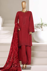 Sada Bahar Stitched 3 Piece Luxury Khaddar Karandi With Palachi Shawl Collection'2025-MEK-251-Rust