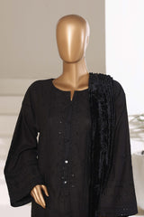 Sada Bahar Stitched 3 Piece Luxury Khaddar Karandi With Palachi Shawl Collection'2025-MEK-253-Black