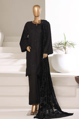 Sada Bahar Stitched 3 Piece Luxury Khaddar Karandi With Palachi Shawl Collection'2025-MEK-253-Black