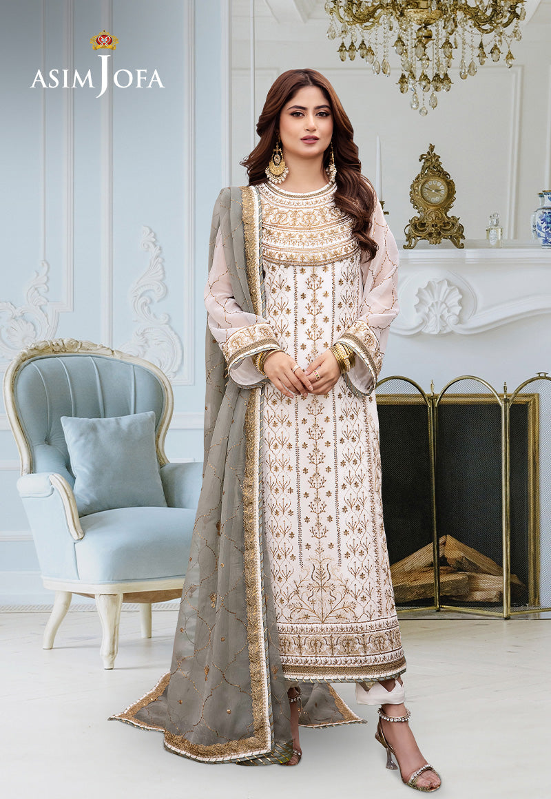 Asim Jofa Festive Luxe Ajcf-17 Embroidered Chiffon 3 Pcs