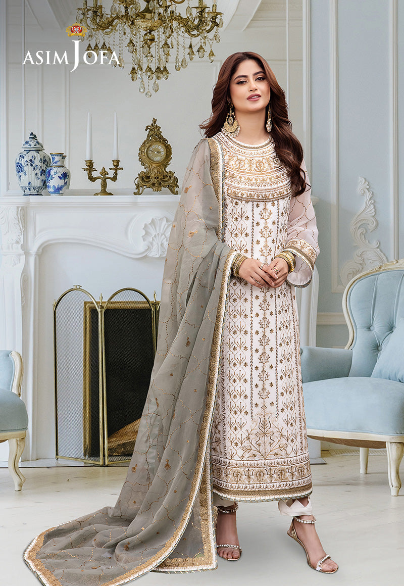 Asim Jofa Festive Luxe Ajcf-17 Embroidered Chiffon 3 Pcs